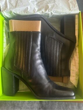 Sam Edelman Black Leather Block Heel Ankle Boots